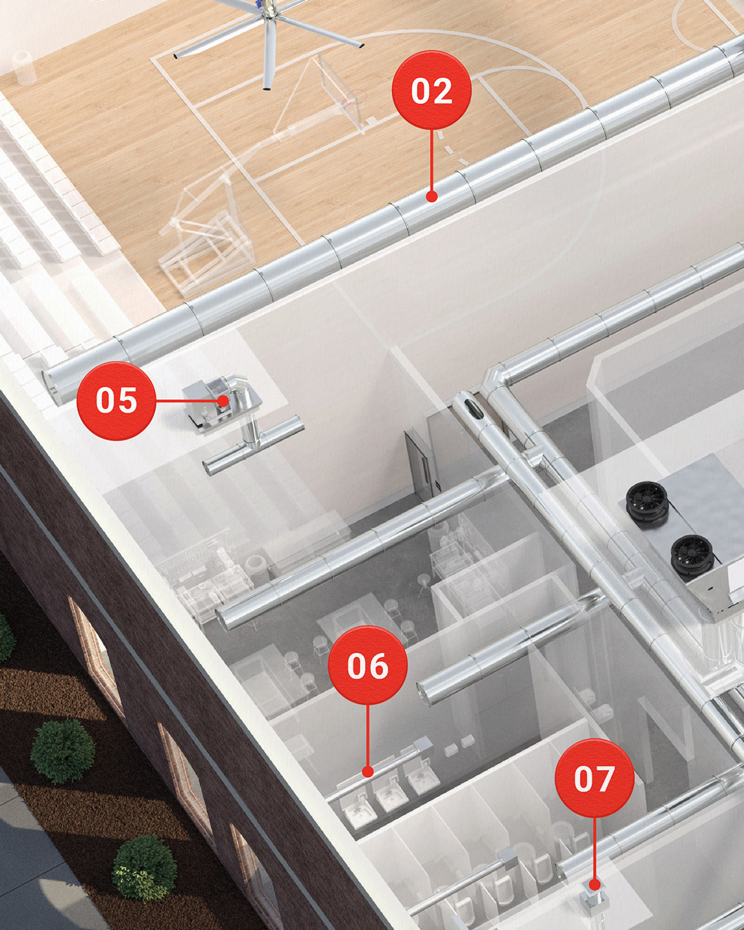 Product map render of HVAC utilities.